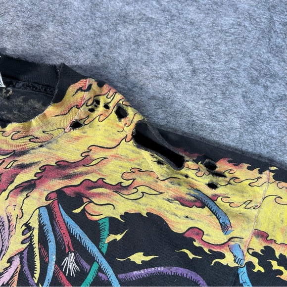 Vintage Liquid Blue Shirt Mens XL Black 90s Overload Rare Wolverine‎ X-Men AOP - Picture 4 of 12